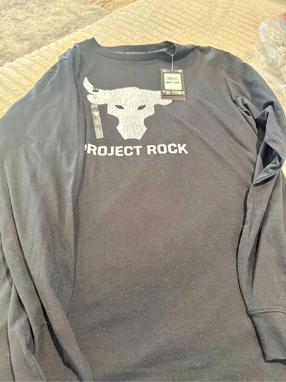 Under Armour Project Rock Brahma Bull LS Long Sleeve Black & White Large